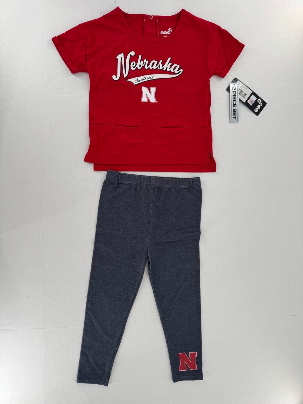 Gen2 Nebraska Cornhuskers Girls 2 Piece Set Sz S (4) Red Top Leggings Size 4 NWT